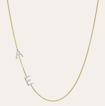 Load image into Gallery viewer, Diamond and 14k Gold Double Initial Necklace