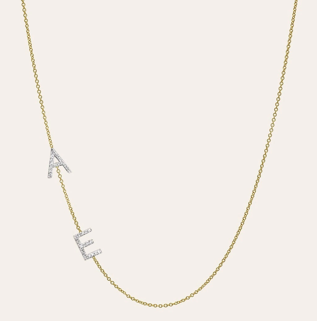 Diamond and 14k Gold Double Initial Necklace