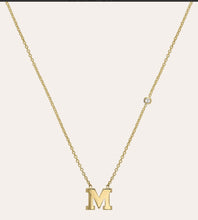 Load image into Gallery viewer, 14k Gold Varsity Initial and Diamond Necklace